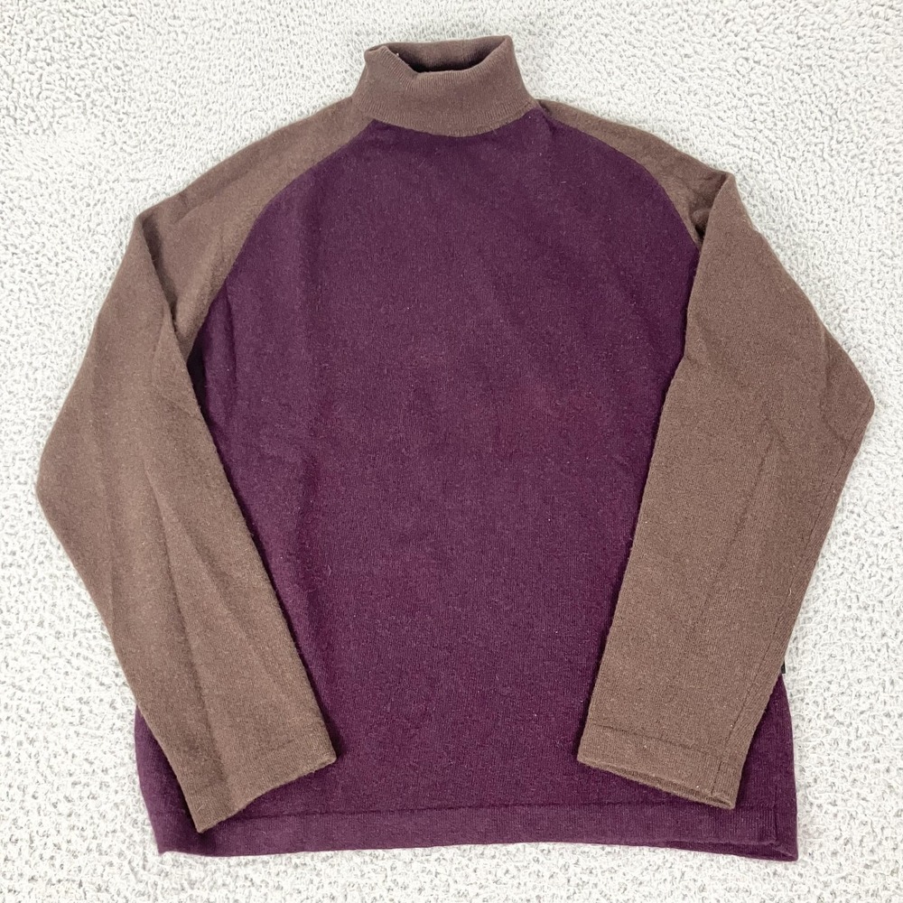 BOSS‎ Hugo Boss Sweater Mens Large Purple Brown Virgin Wool Knit Turtle Neck